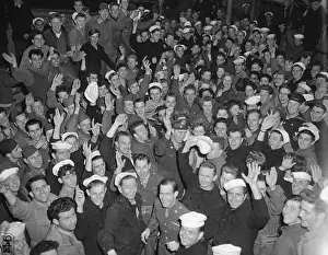 Sailors Prints: Crowd On Dock In New York