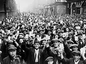 Picketing Prints: Crowd of Dock Workers Holding Up Cards