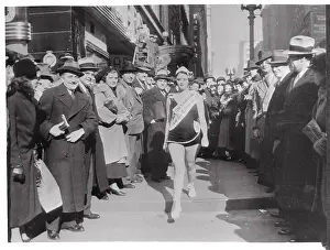 Crowd with Election Better Strolling on Street in Bathing Suit