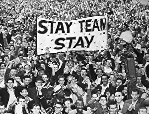 Crowd/Fans Hold Aloft Banner;'Stay Team