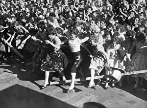 Crowd of Fans Rushing After Johnny Ray