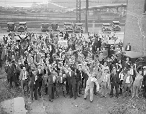 Cheering Prints: Crowd of Ford Strikers Cheer Supporters