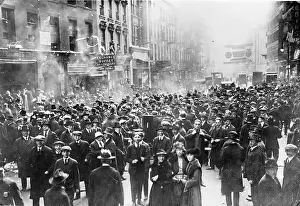 Crowd Gathered At New York Stock Exchange On Wall Street In New York City, New York