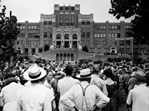 Little Rock Prints: Crowd Gathered Outside Central High School in Little Rock