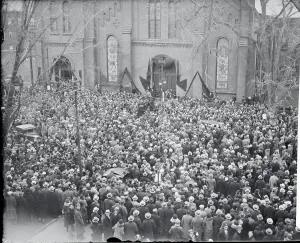Reverence Prints: Crowd Gathered Outside Church