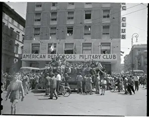 Crowd Gathered Outside Red cross Building