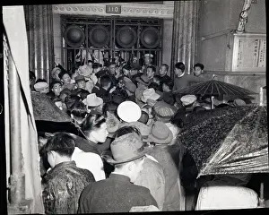 Nationalist Prints: Crowd Gathered Outside W/Umbrellas