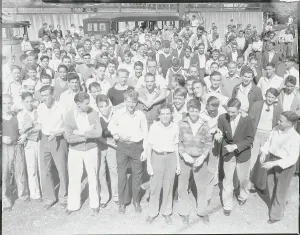 High School Prints: Crowd of High School Students Outdoors