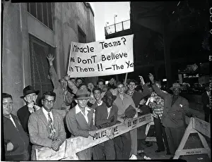 Crowd On Line At Yankee Stadium; Sign
