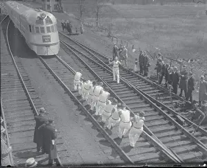 Enthusiasm Prints: Crowd Observing Newly Designed Train
