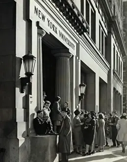 Crowd Outside New York University at Washington Square