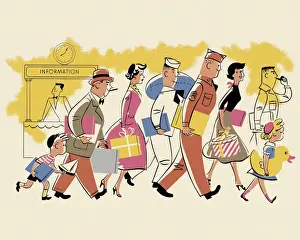 Little Boys Prints: Crowd of People Walking