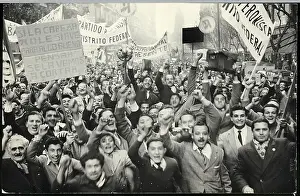 Peronist Prints: Crowd Of Peron Supporters Shouting