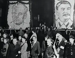 Crowd with Posters of Stalin