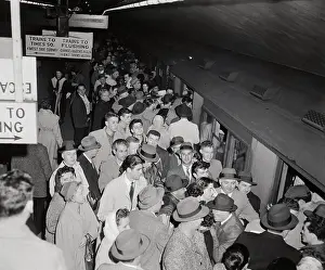 Subway Car Prints: Crowd Pushing at Grand Central Station