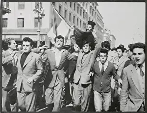 Crowd of Rally Goers in Street
