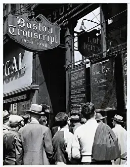 Crowd Reads Blackboard, Good-Bye Boston
