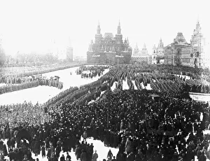 Crowd in Red Square Listens to Trotsky