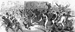 Crowd Rioting in Street