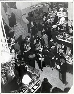 Crowd Shopping At Dept Store/Overhead