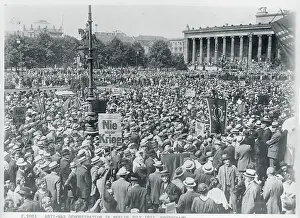 Crowd with Signs Congregated Together
