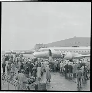Hamburg Prints: Crowd Standing by Airplane