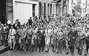 Crowd of Students Marching in Street