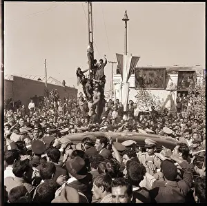 Birth Prints: Crowd Surrounding Car of Shah