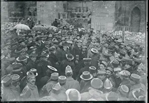 Reims Prints: Crowd Surrounding Woodrow Wilson on His Visit to Rheim Cathedral