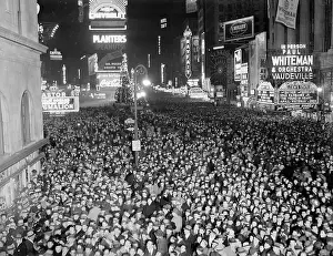 Surrounding Prints: Crowd Surrounds Trolley on New Years Eve