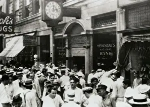Indiana Prints: Crowd Swarming Outside Bank