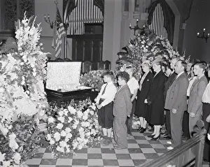Crowd Viewing the Body of Lou Gehrig in Church