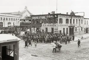 Spectators Prints: Crowd Waiting For Survivors From Titanic
