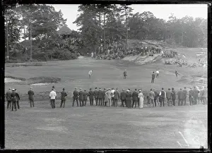 Prints of (Original Caption). Gallery watching match between Ray and Hobens Swing Through History: Crowd Watching Golf Match