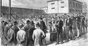 Gallows Prints: Crowd Watching Men March To The Gallows