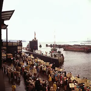 Crowd Welcoming Home Submarine Crew