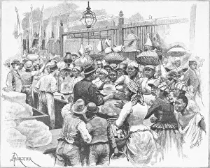 Georgetown Prints: Crowded Market of Early South America Culture