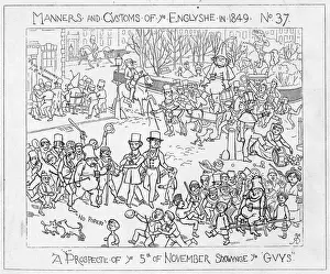 Effigy Prints: A Crowded Street of Children Celebrating Guy Fawkes night