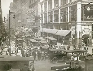 Prints of (Original Caption). Chicago: Chicago State Street traffic in pre-World War I Days. Madison Street at right Unveiling History: Crowded Streets of Early Chicago