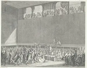 Versailles Prints: Crowds Beseeching Man on Table