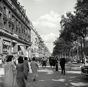 Urban Prints: Crowds on Champs Elysee Paris France