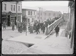 Dublin Prints: Crowds Coming from Work Under Guard