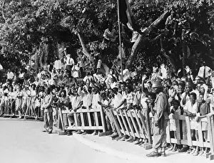 Leopoldville Prints: Crowds Behind Fence, In Trees;Independenc