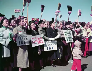 Crowds Gathering to Support Eisenhower