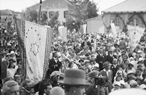 Crowds Welcoming Lord Balfour to School