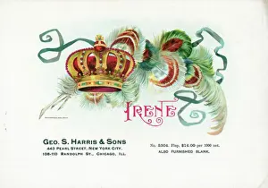 Fashion Design Prints: Crown With Feather On Irene Cigar Box