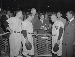 Akihito Prints: Crown Prince Akihito Receiving Customary Yankee Baseball