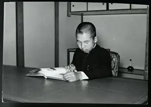 Studying Prints: Crown Prince Akihito Studies at Desk