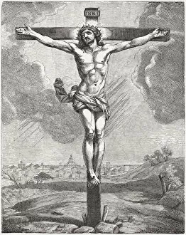 Death Collection: The crucified Jesus, wood engraving, published c. 1880