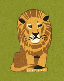 Green Background Prints: Lion